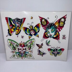 Vintage 1999 Jeff Rassier Flash Tattoo Sheet Art Print Multi Color